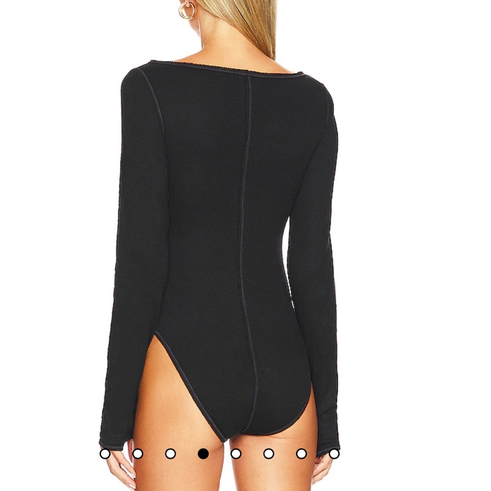 free people sloane bodysuit in black - Picture 4 of 8
